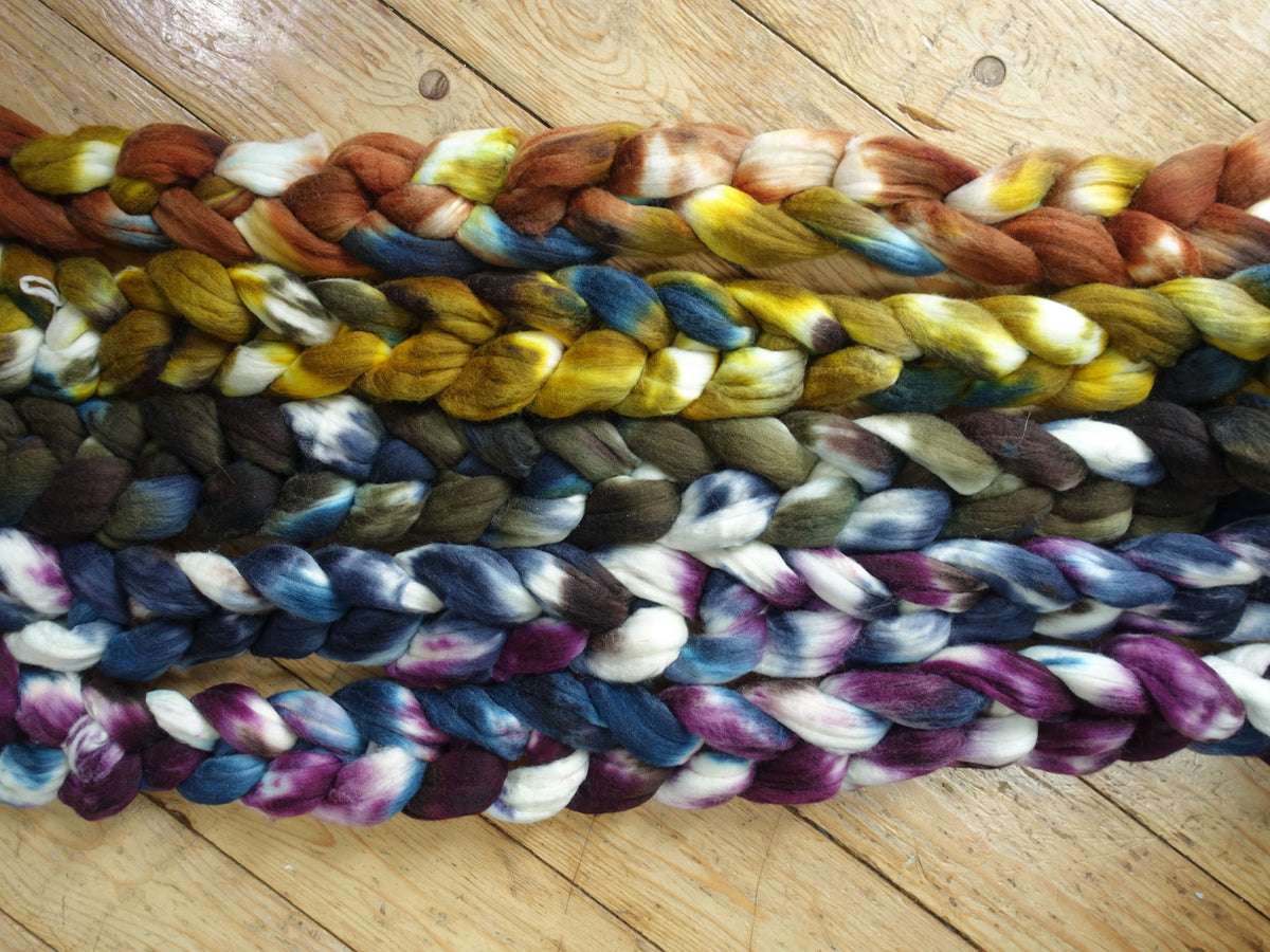 Fade Pack- Rambouillet, 5 co-ordinating braids, Hand Dyed Wool, 500g