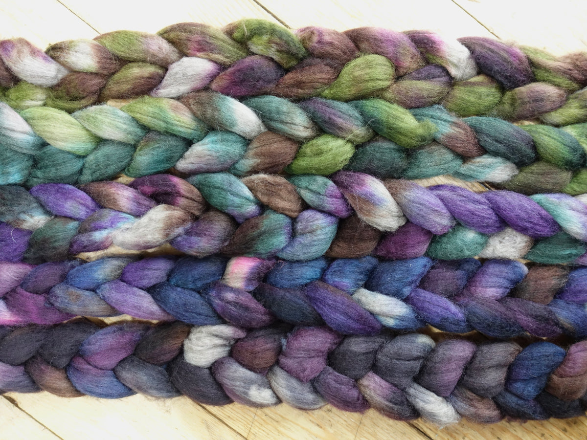 Fade Pack- Polwarth & Yak, 5 co-ordinating braids, Hand Dyed. 500g