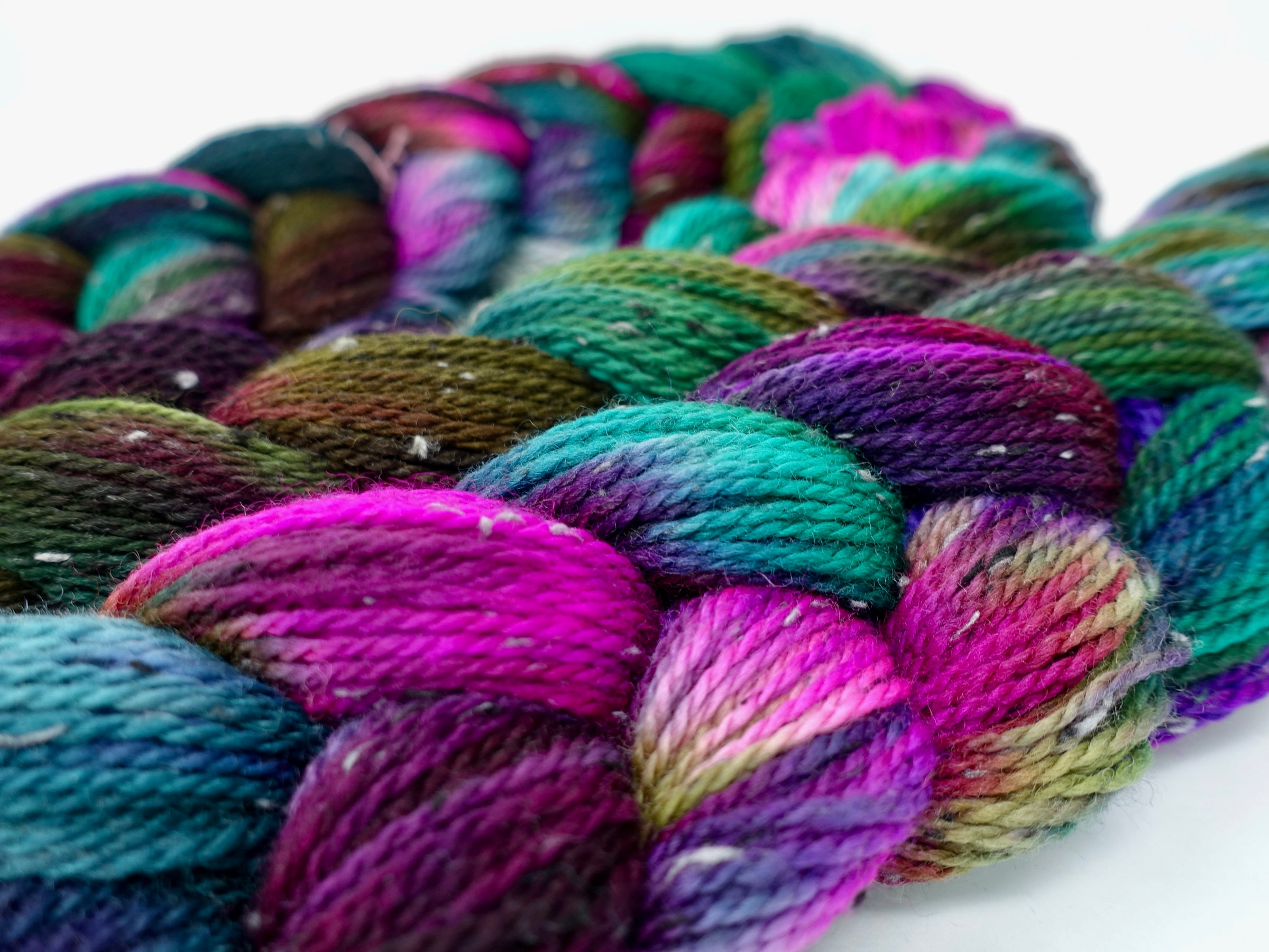 Hand Dyed Variegated Warp- BFL & Tweed ~350m per 100g. 150 ends. ~2.3m or 4.8m length