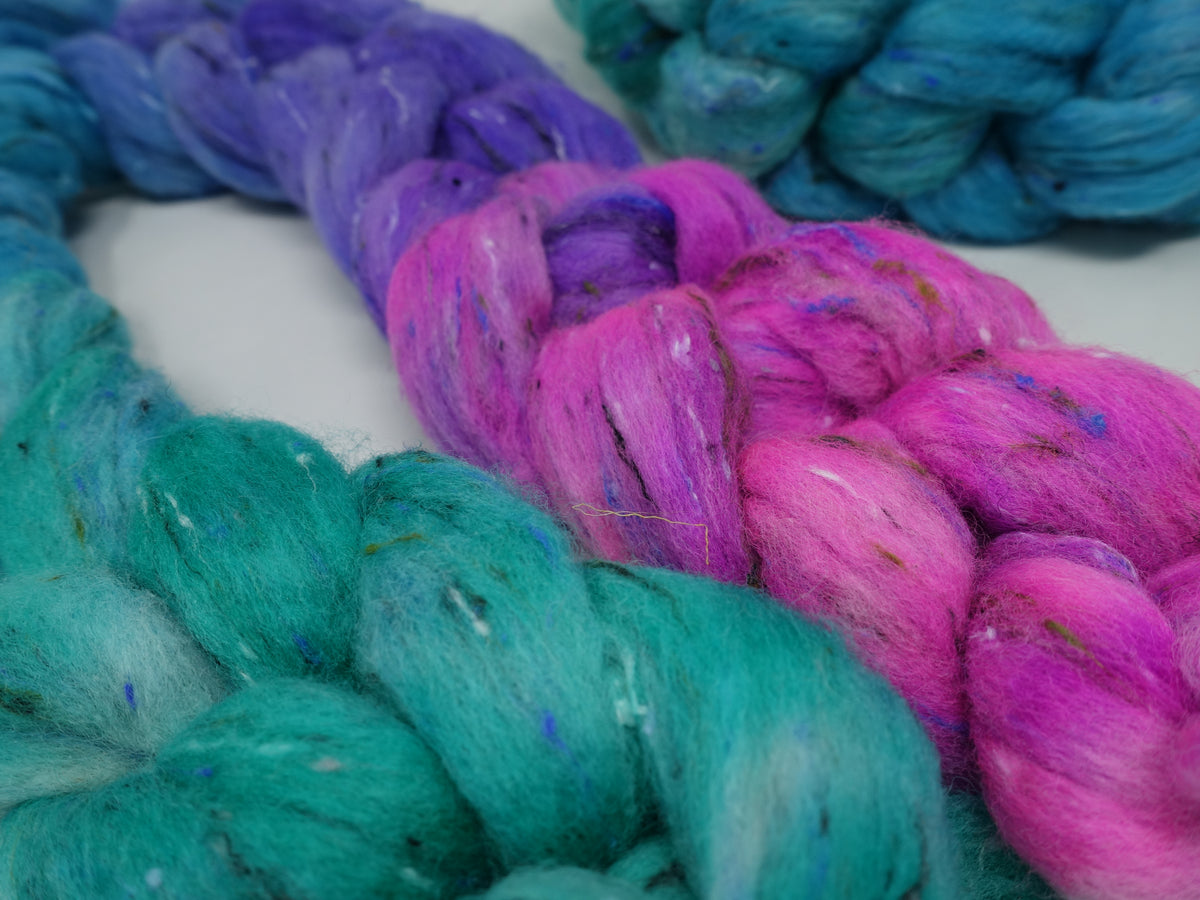 Tweed Wool. South American Wool & Viscose Tweed Nepps. Hand Dyed Gradient 100g