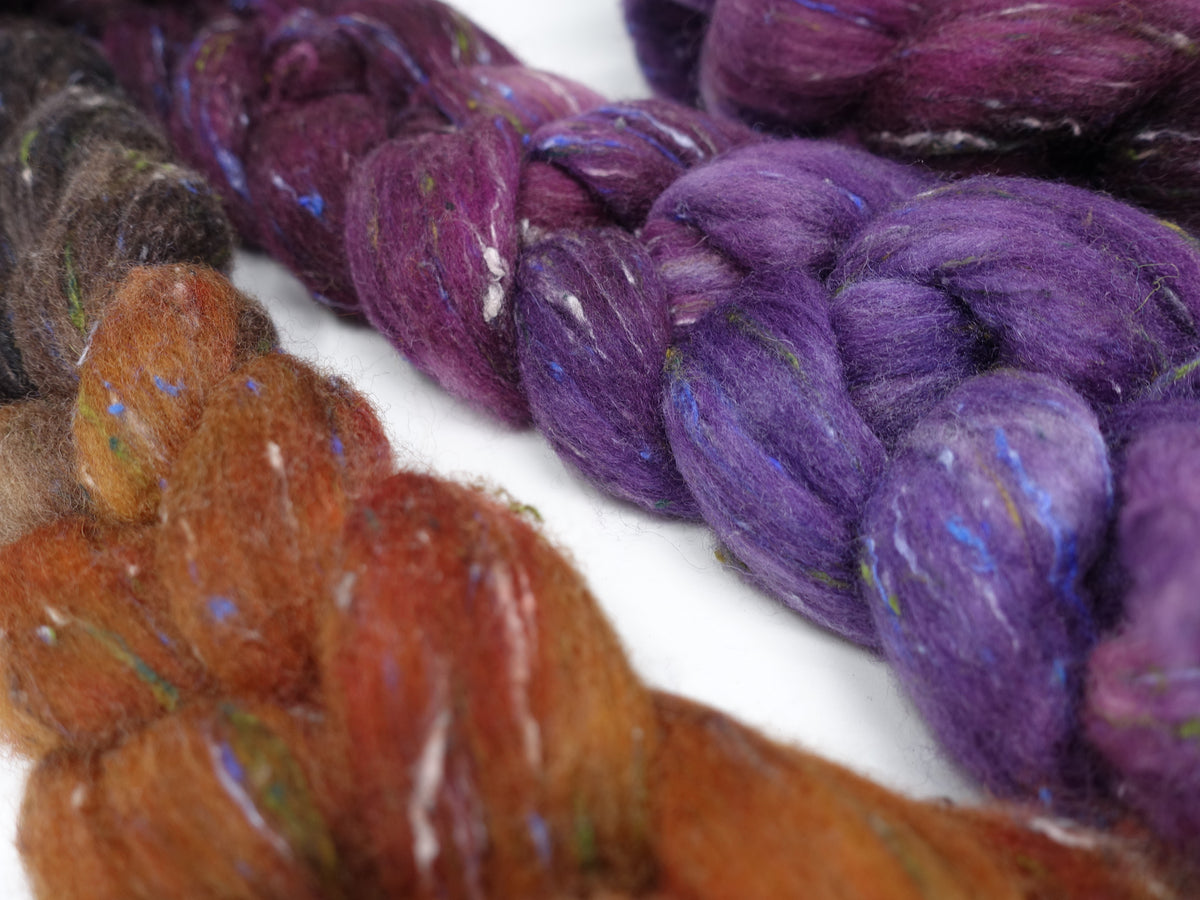 Tweed Wool. South American Wool & Viscose Tweed Nepps. Hand Dyed Gradient 100g