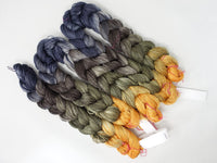 Hand Dyed Gradient Warp- Tussah Silk 2/8NM ~400m per 100g. 150 ends. ~2.2m & 4.8m warp length