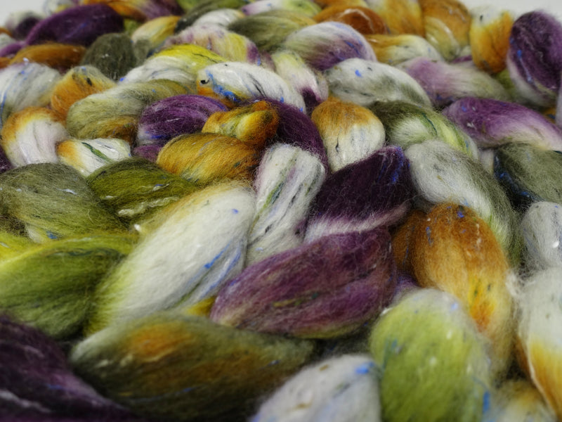 Tweed Wool. South American Wool & Viscose Tweed Nepps. Hand Dyed Variegated 100g
