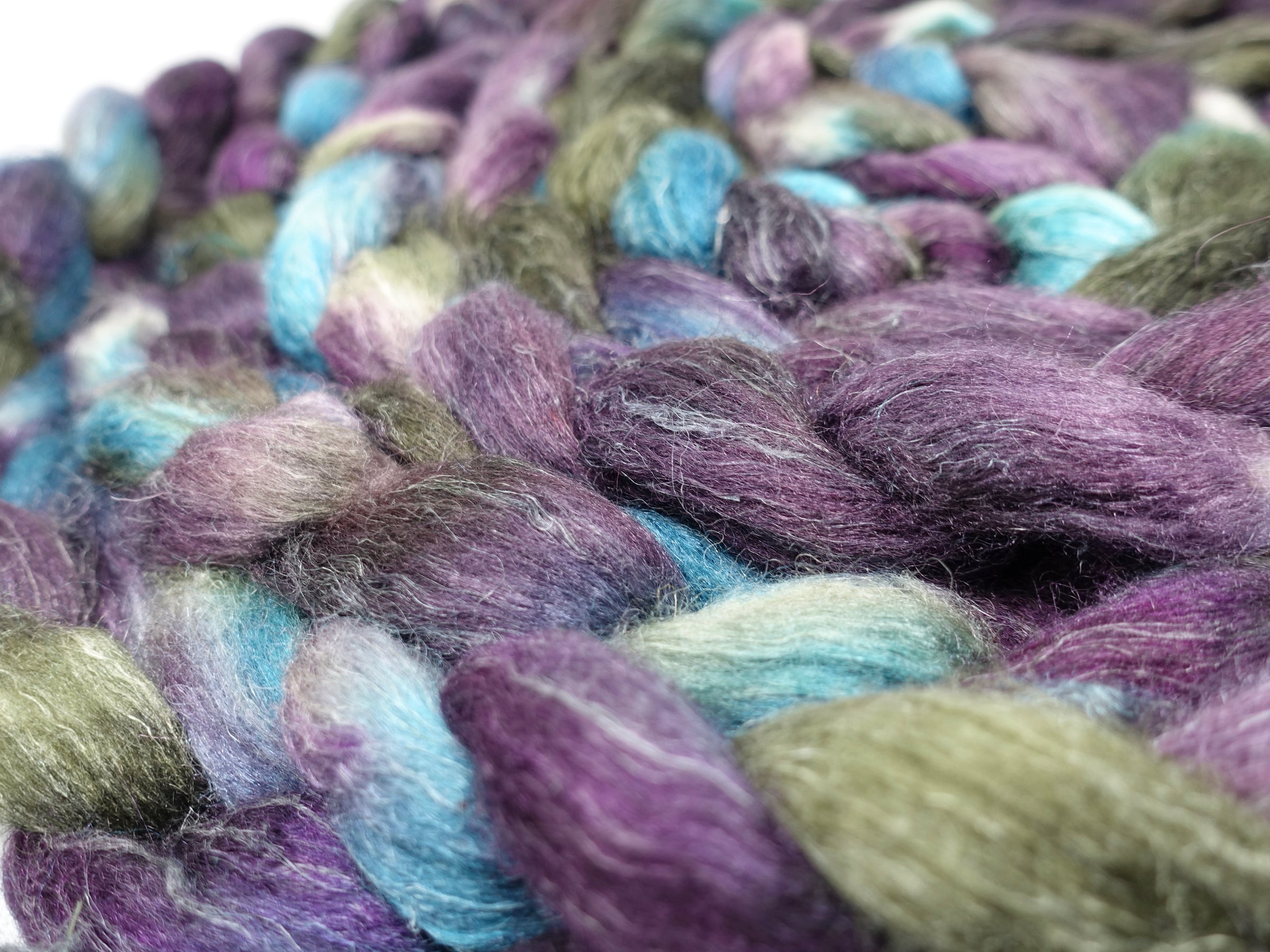 Romney, Silk & Linen. Hand Dyed Variegated - 100g. British Wool