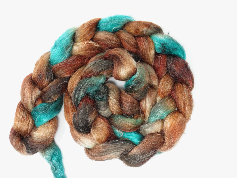 Romney, Silk & Linen. Hand Dyed Variegated - 100g. British Wool