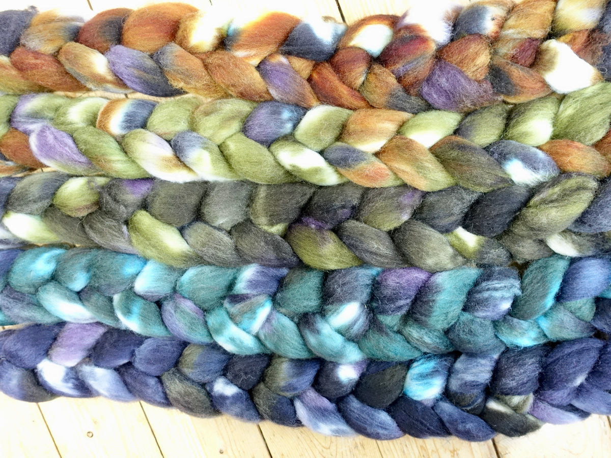 Fade Pack- Cambrian Wool, 5 co-ordinating braids, Hand Dyed British Wool, 500g