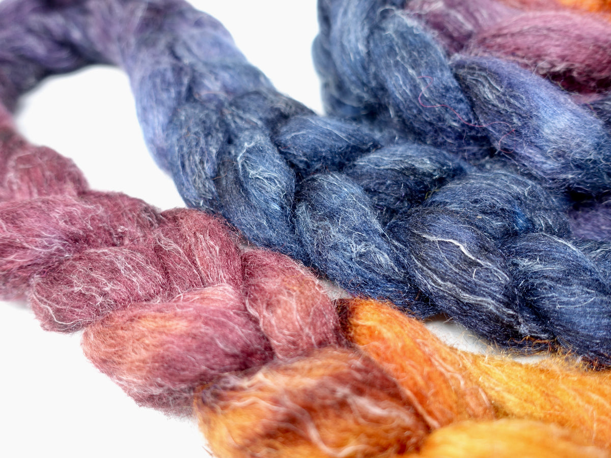 Romney, Silk & Linen. Hand Dyed Gradient - 100g. British Wool