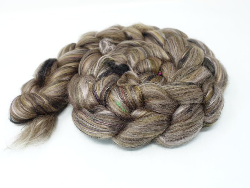 Sepia- Pigments- Merino, Sari Silk, Mulberry Silk & Llama. 100g