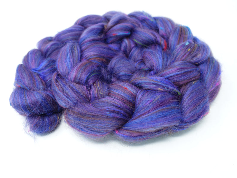 Cobalt- Pigments- Merino, Sari Silk, Mulberry Silk & Llama. 100g