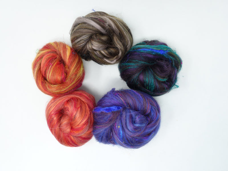 Mixed Pigments- Merino, Sari Silk, Mulberry Silk & Llama. 100g