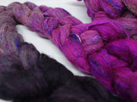 Textured Blend, BFL, Manx Loaghtan, Sari Silk. Hand Dyed Gradient. 100g