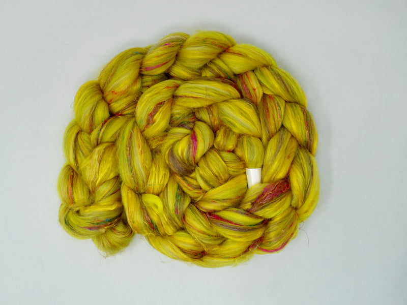 Gamboge - Pigments- Merino, Sari Silk, Mulberry Silk & Llama. 100g