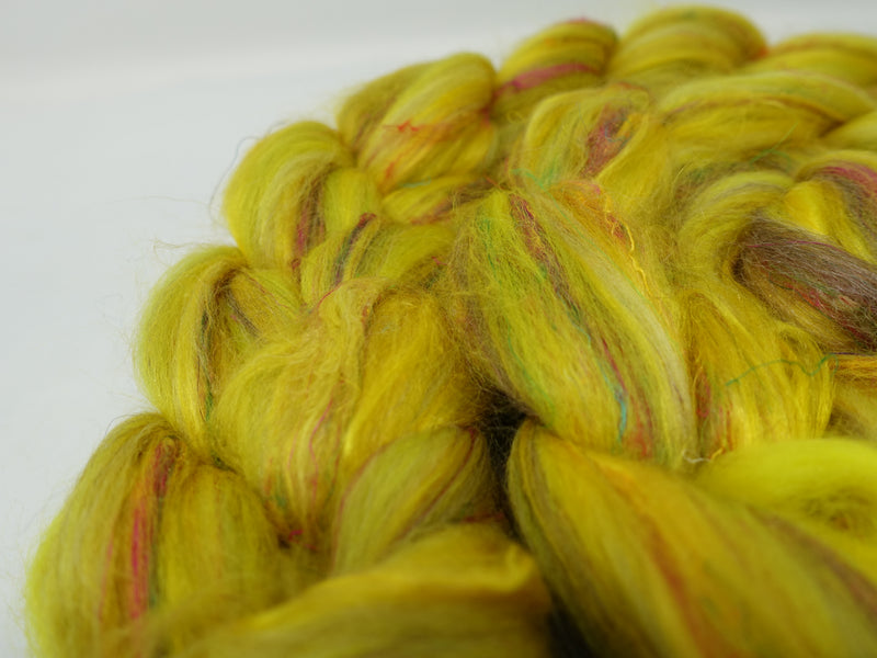 Gamboge - Pigments- Merino, Sari Silk, Mulberry Silk & Llama. 100g