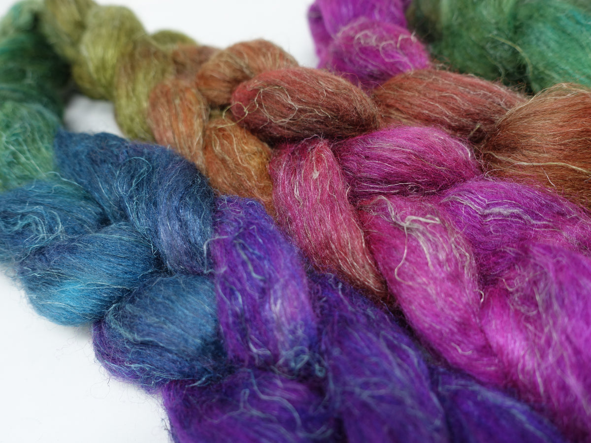 Romney, Silk & Linen. Hand Dyed Gradient - 100g