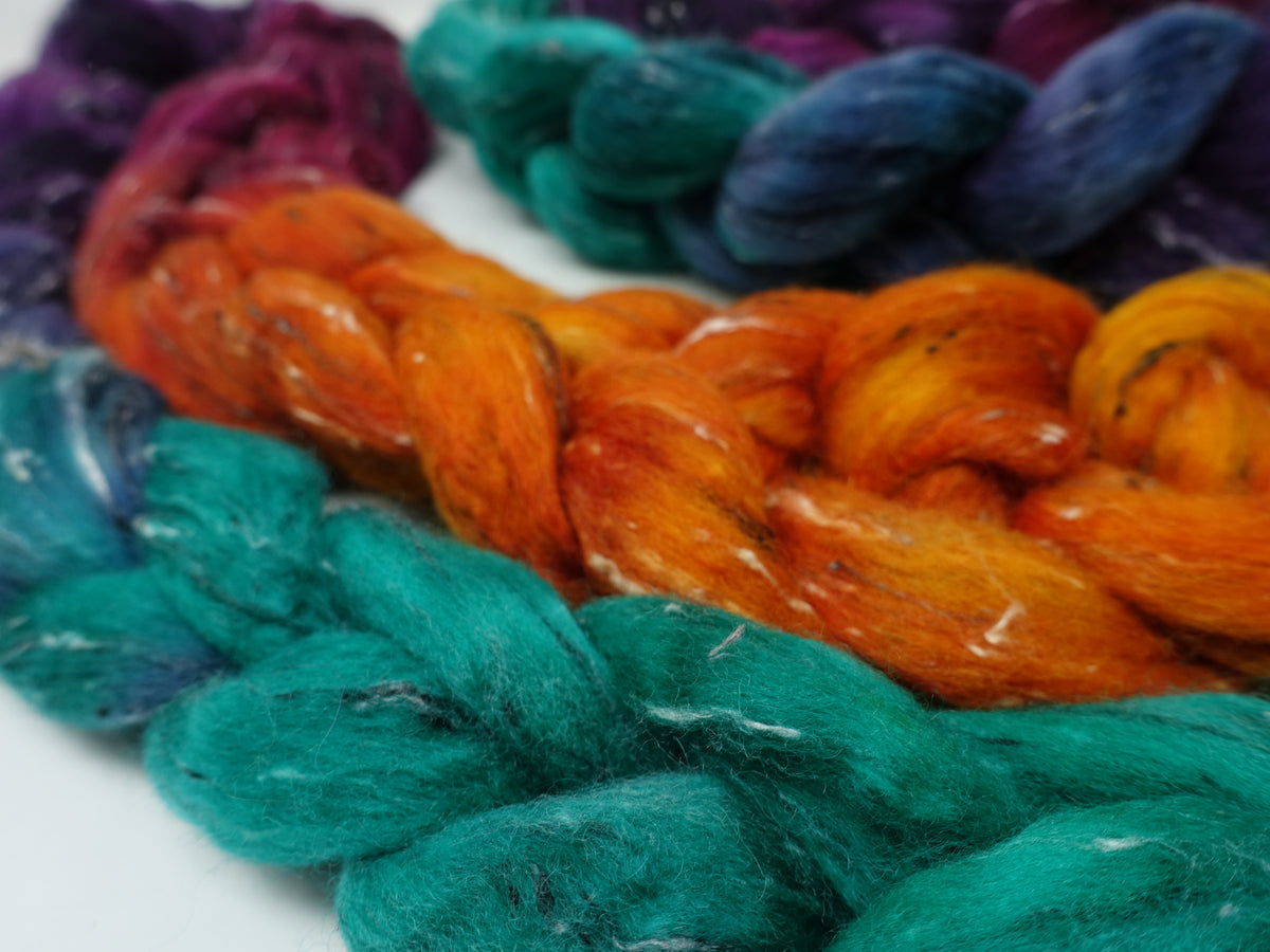 Tweed Wool. South American Wool & Viscose Tweed Nepps. Hand Dyed Gradient 100g