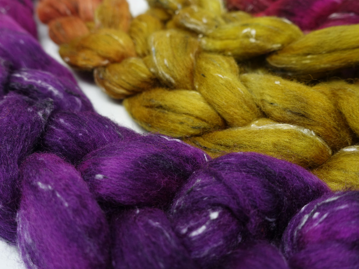 Tweed Wool. South American Wool & Viscose Tweed Nepps. Hand Dyed Gradient 100g