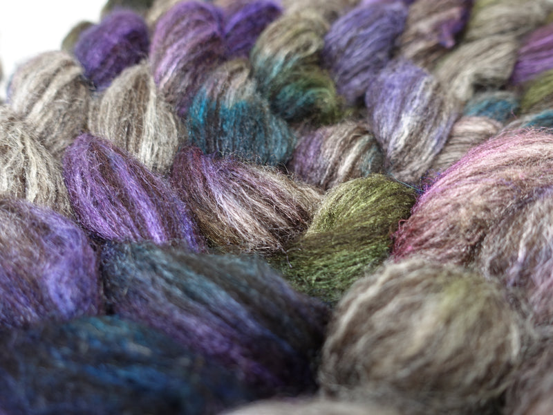 Zwartbles & Silk. Hand Dyed Variegated.  100g