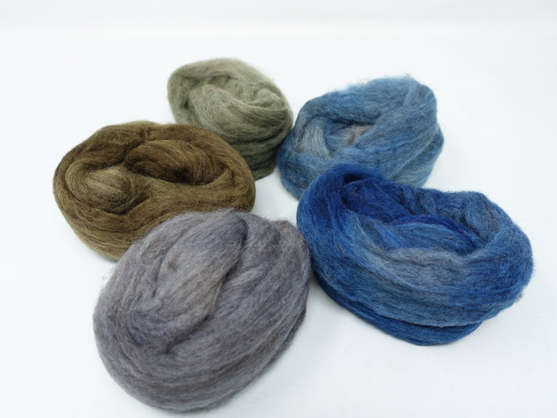 Polwarth & Yak. Mixed Colour Pack- Mist. 100g