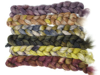 Dyers Half-Dozen - Polwarth & Yak, 6 co-ordinating mini braids, Hand Dyed Wool, 360g