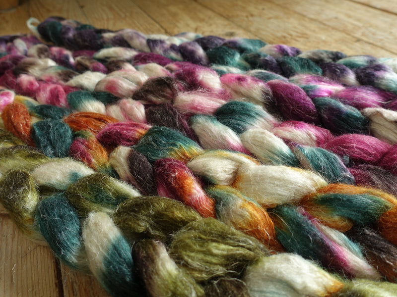 Fade Pack- Romney, Silk & Linen, 5 co-ordinating braids, Hand Dyed Wool, 500g