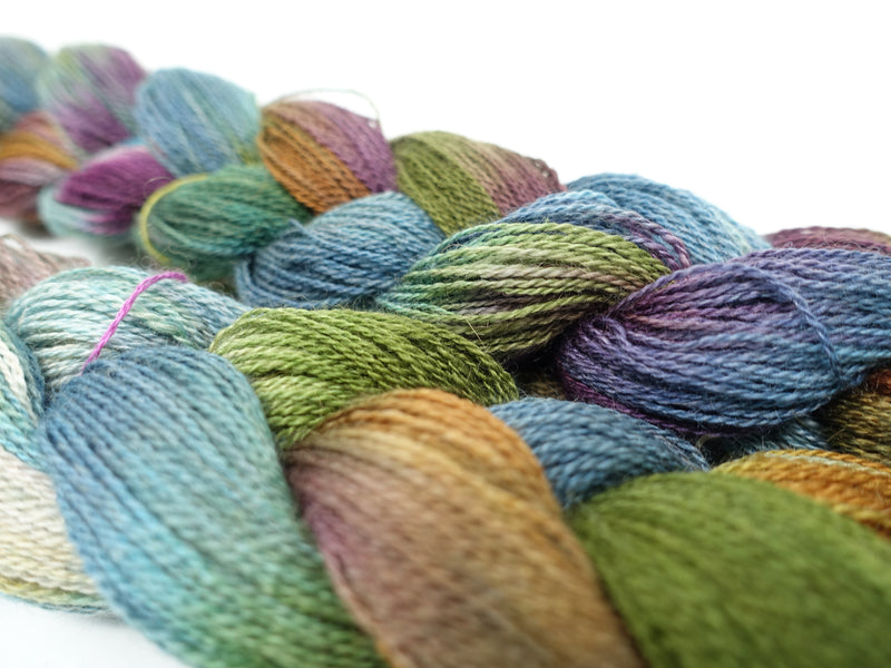 Hand Dyed Gradient Warp- BFL, Camel, Silk ~800m per 100g, 210ends ~5m length