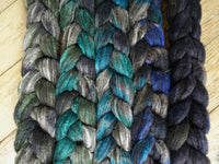 Fade Pack- Zwartbles & Silk, 5 co-ordinating braids, Hand Dyed Wool, 500g
