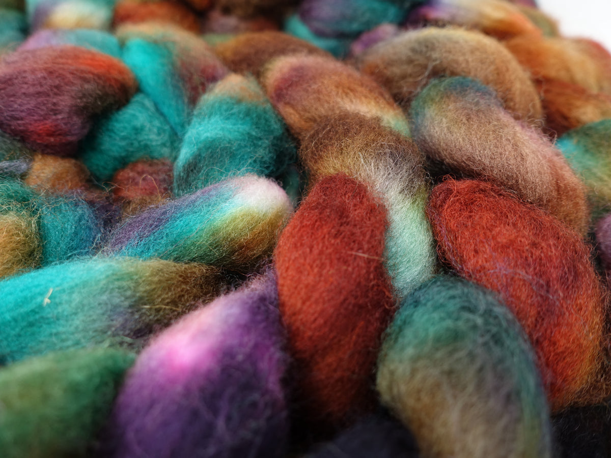 Cambrian Wool, Hand Dyed Variegated. Welsh x BFL Wool, 100g