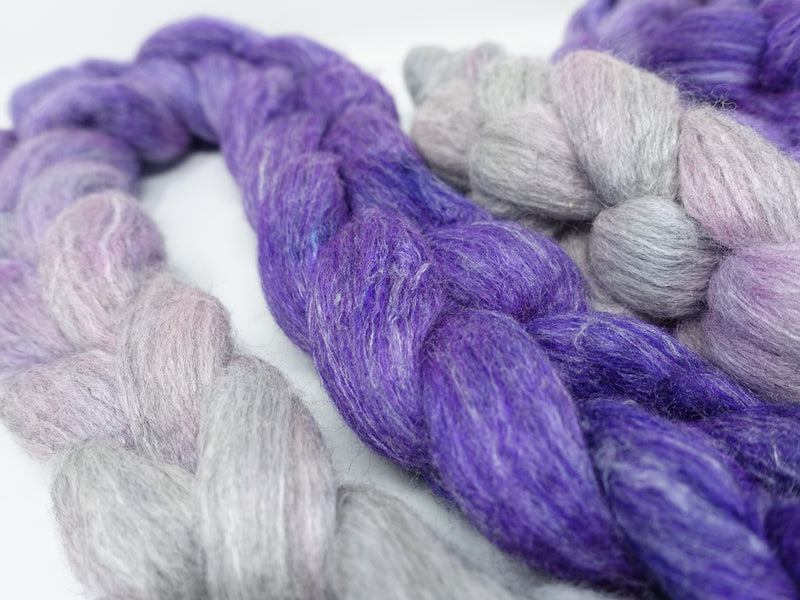 Corriedale & Lotus,  Hand Dyed Gradient. 100g