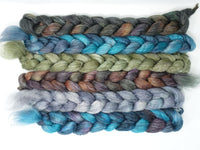 Dyers Half-Dozen- Corriedale & Lotus, 6 co-ordinating mini braids, Hand Dyed Wool, 360g