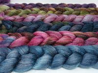 Dyers Half-Dozen- Corriedale & Lotus, 6 co-ordinating mini braids, Hand Dyed Wool, 360g