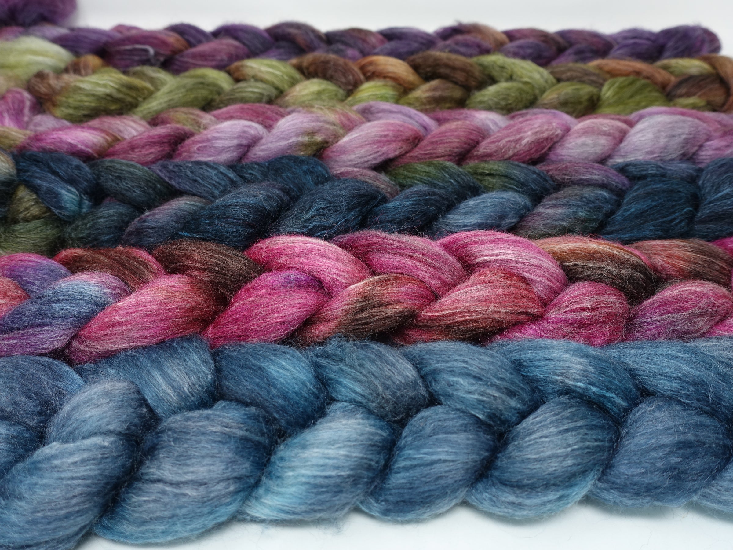 Dyers Half-Dozen- Corriedale & Lotus, 6 co-ordinating mini braids, Hand Dyed Wool, 360g