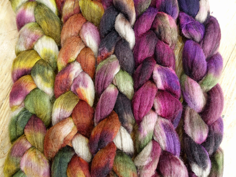 Fade Pack- BFL, 5 co-ordinating braids, Hand Dyed. 500g