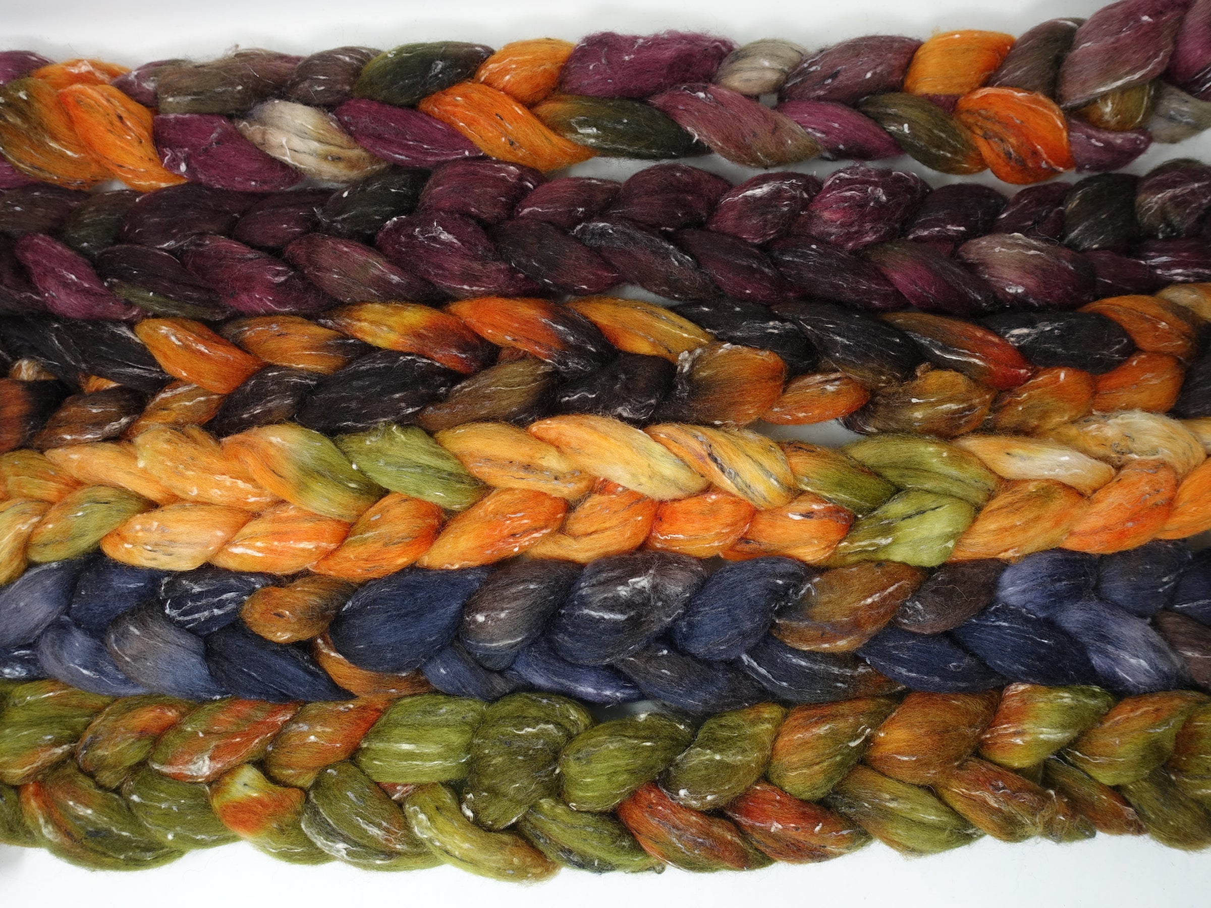 Dyers Half-Dozen- Tweed Wool, 6 co-ordinating mini braids, Hand Dyed Wool, 360g