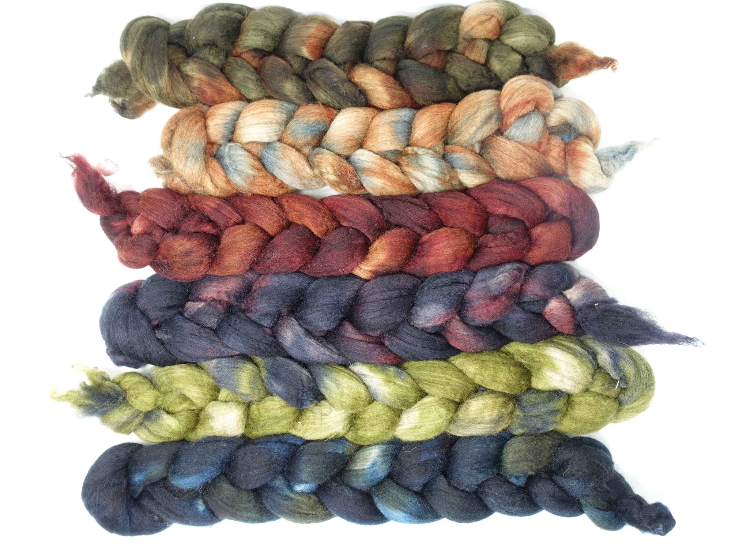 Dyers Half-Dozen - BFL,  6 co-ordinating mini braids, Hand Dyed Wool, 360g