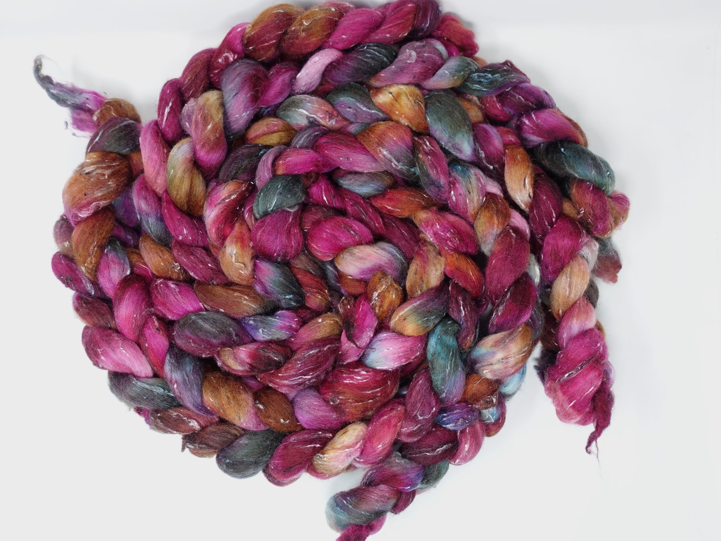 Tweed Wool. South American Wool & Viscose Tweed Nepps. Hand Dyed Variegated 100g