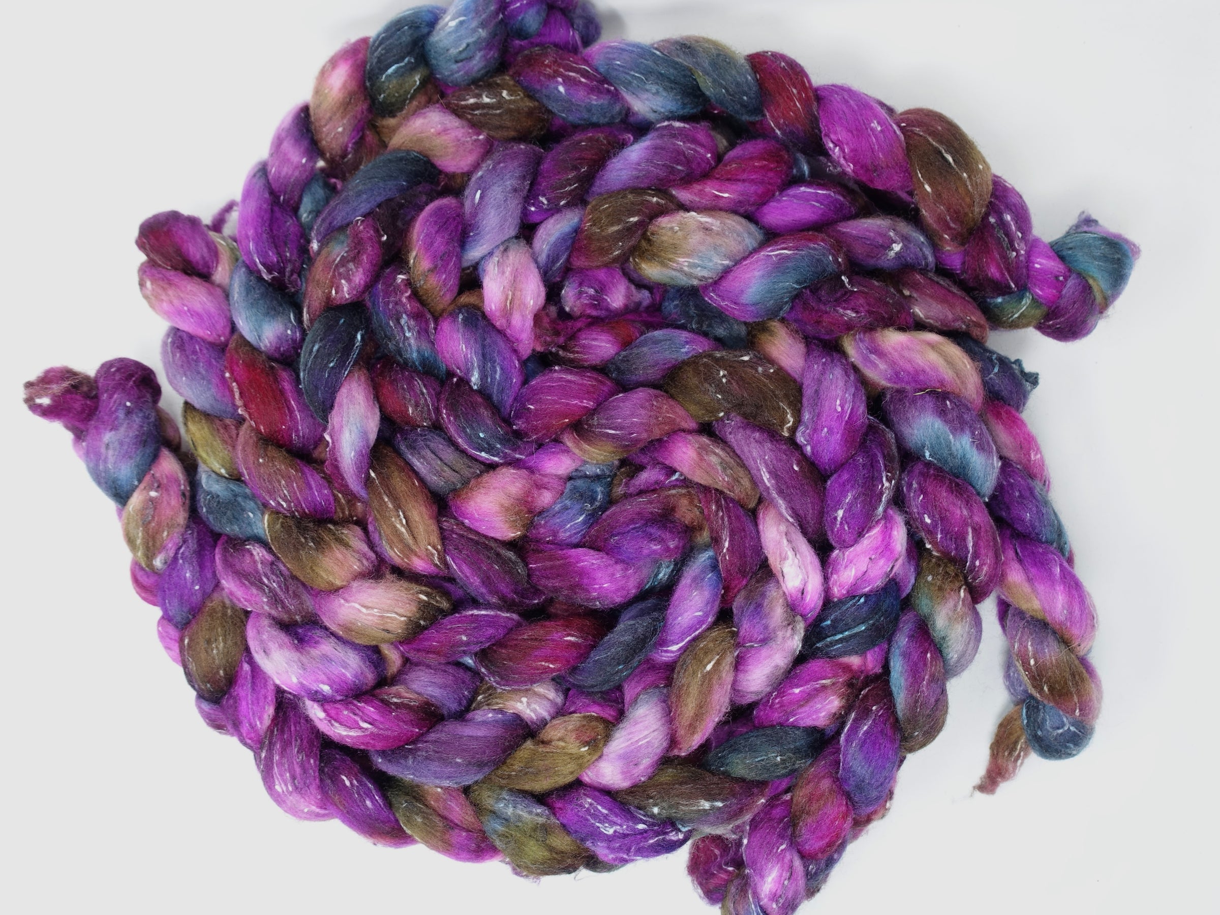 Tweed Wool. South American Wool & Viscose Tweed Nepps. Hand Dyed Variegated 100g