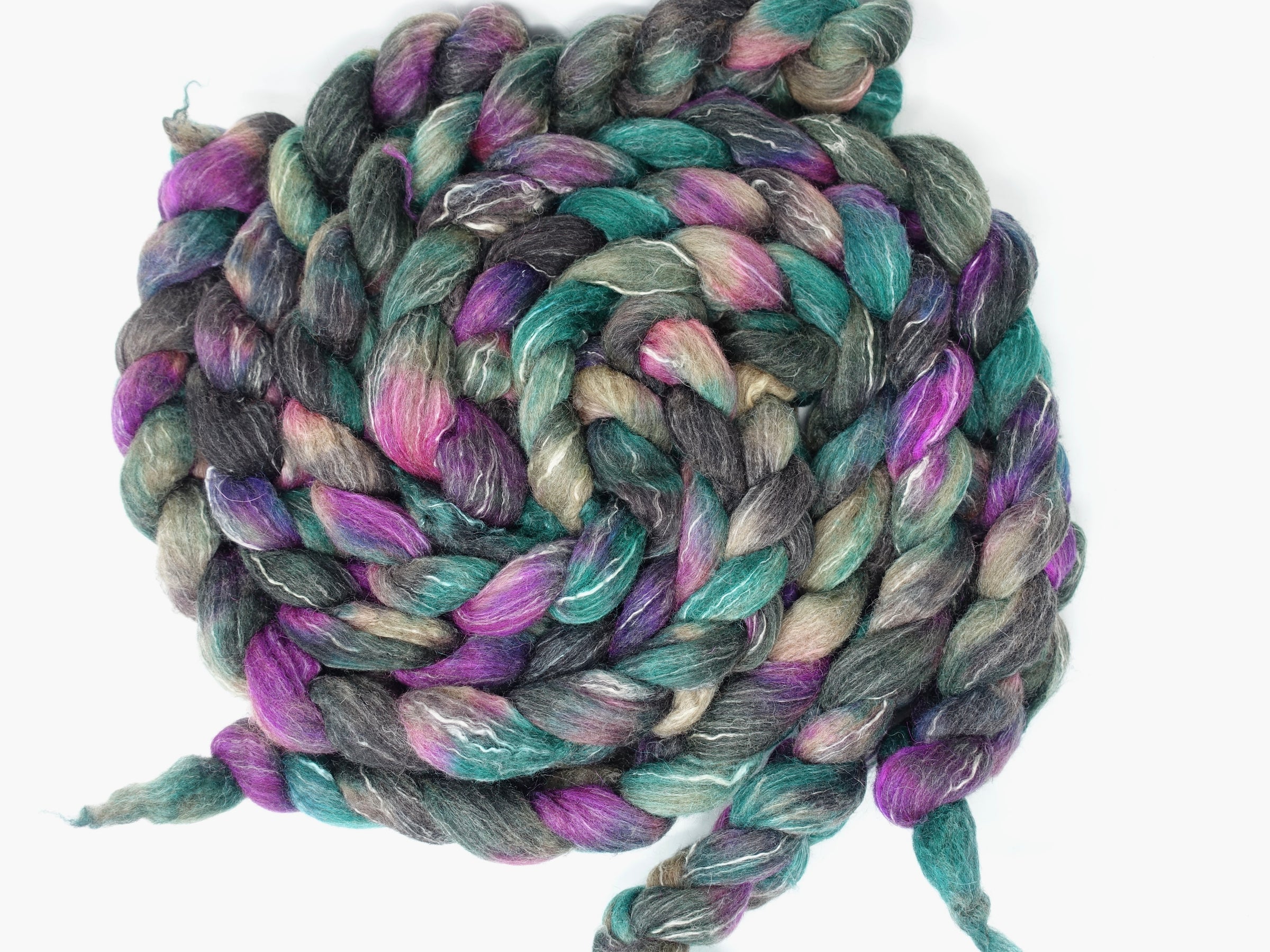 BFL, Alpaca & Seacell. Hand Dyed Variegated 100g