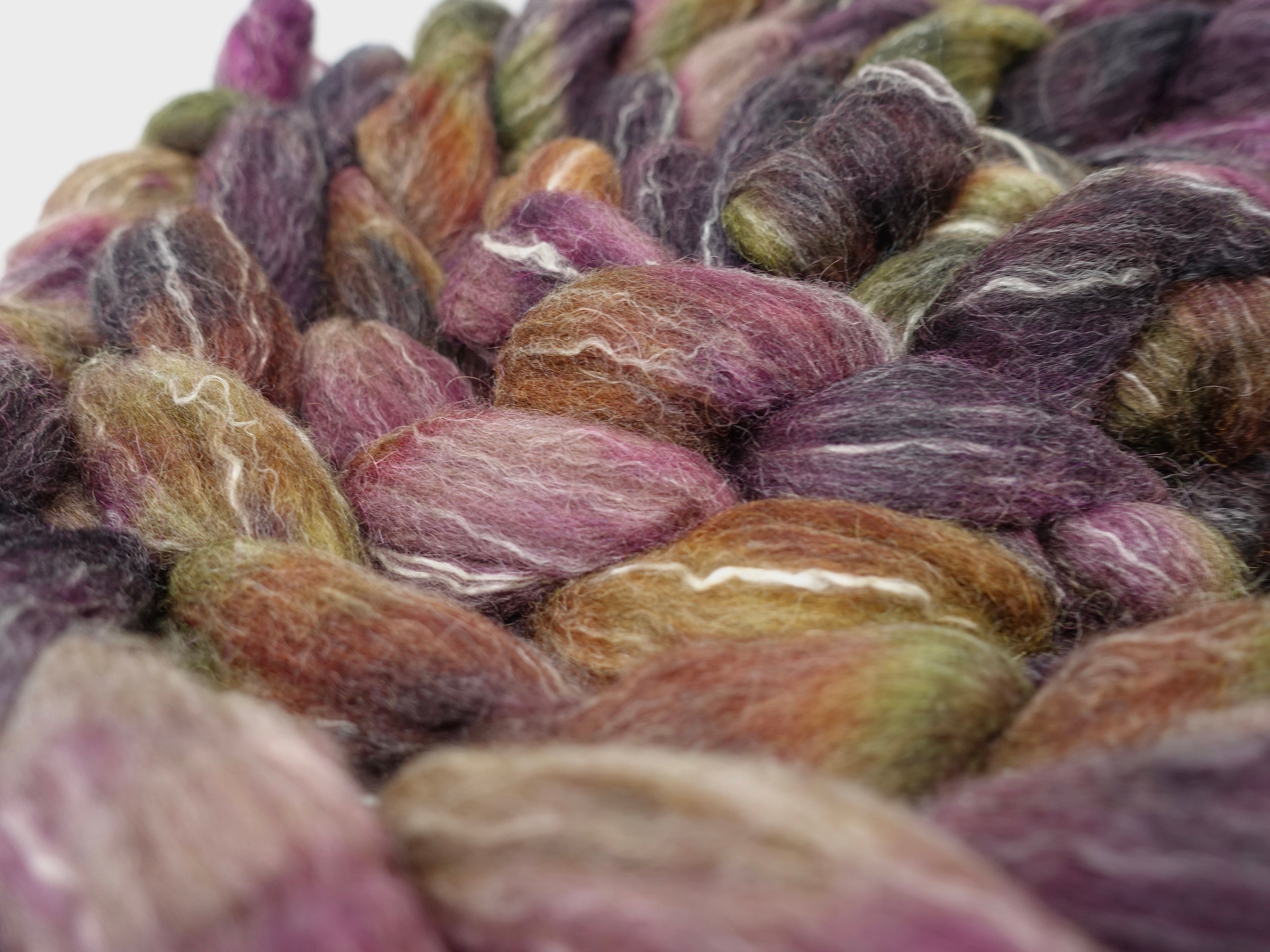 BFL, Alpaca & Seacell. Hand Dyed Variegated 100g