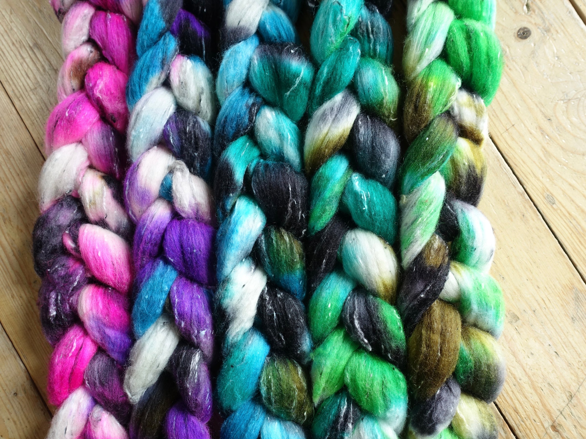 Fade Pack- Tweed Wool, 5 co-ordinating braids, Hand Dyed, 500g