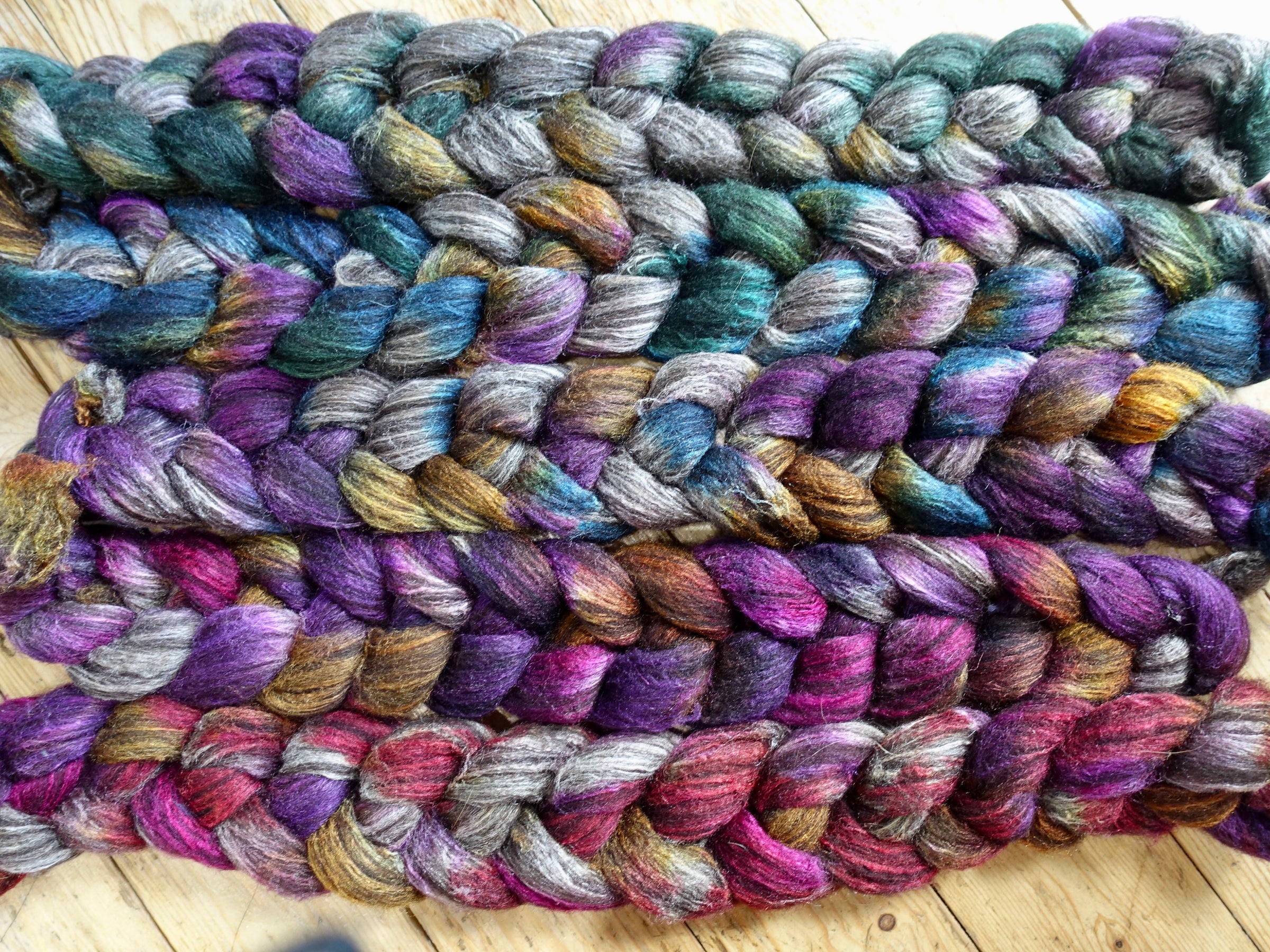 Fade Pack- Zwartbles & Silk, 5 co-ordinating braids, Hand Dyed Wool, 500g