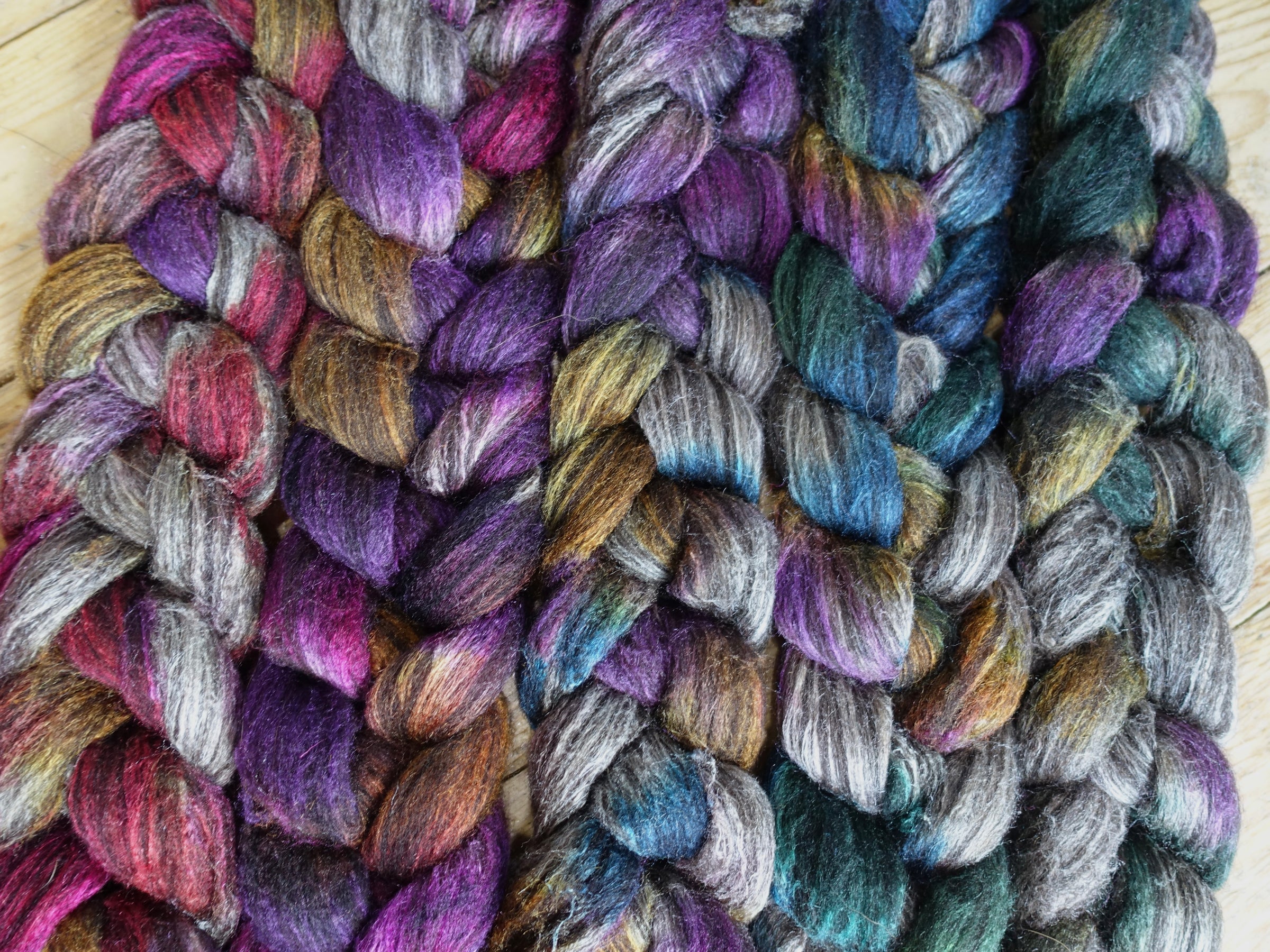 Fade Pack- Zwartbles & Silk, 5 co-ordinating braids, Hand Dyed Wool, 500g