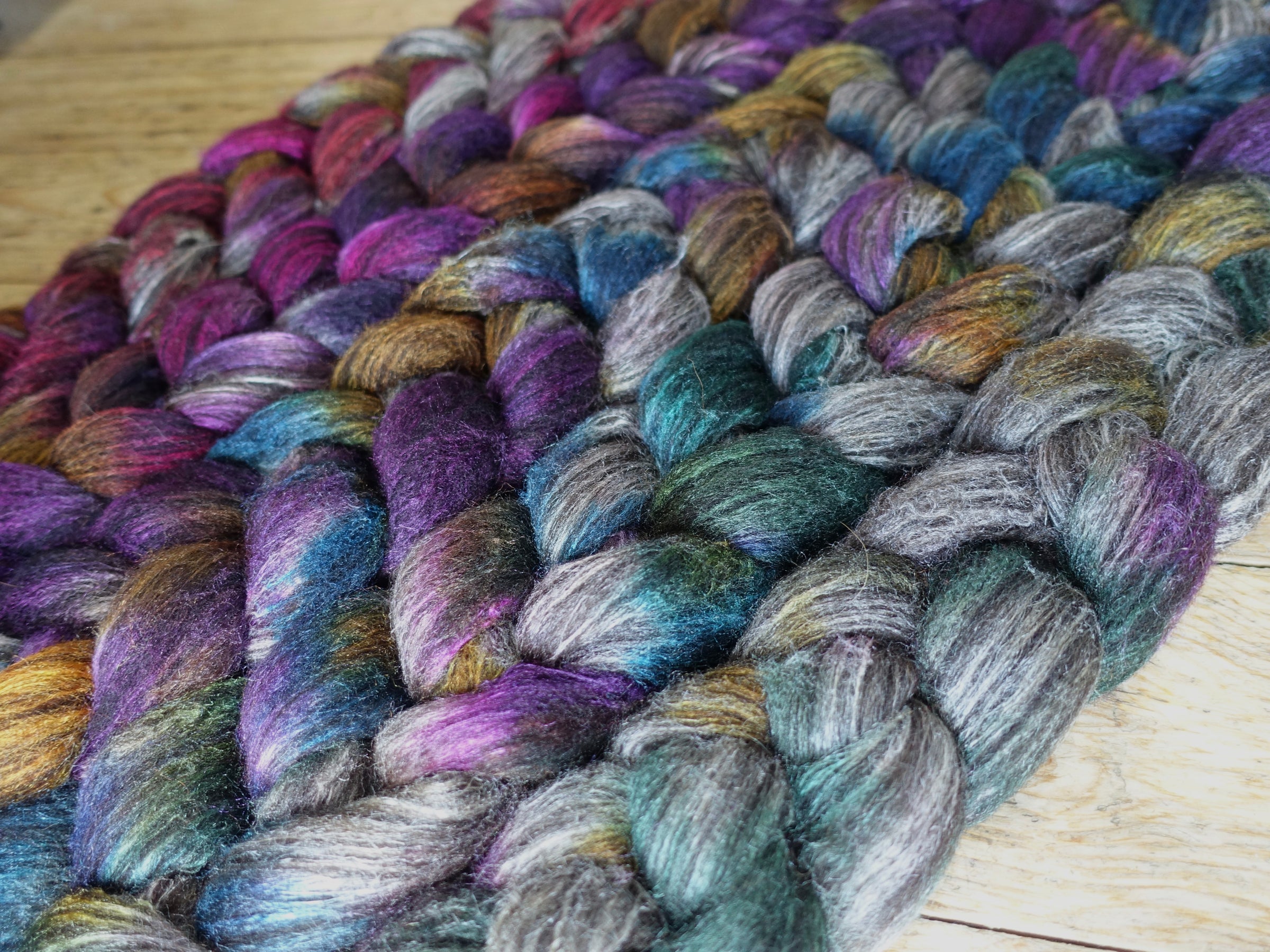 Fade Pack- Zwartbles & Silk, 5 co-ordinating braids, Hand Dyed Wool, 500g