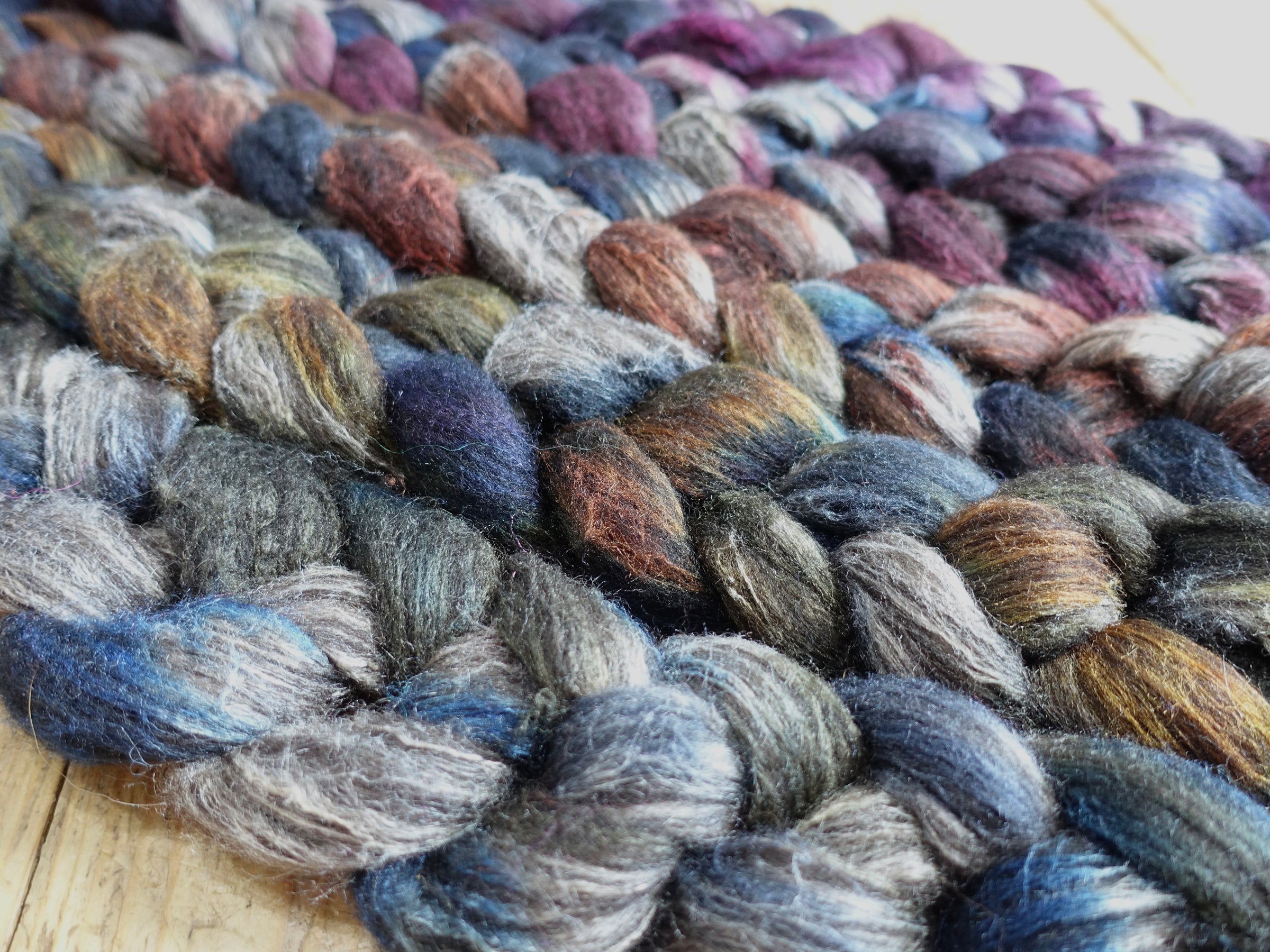 Fade Pack- Zwartbles & Silk, 5 co-ordinating braids, Hand Dyed Wool, 500g