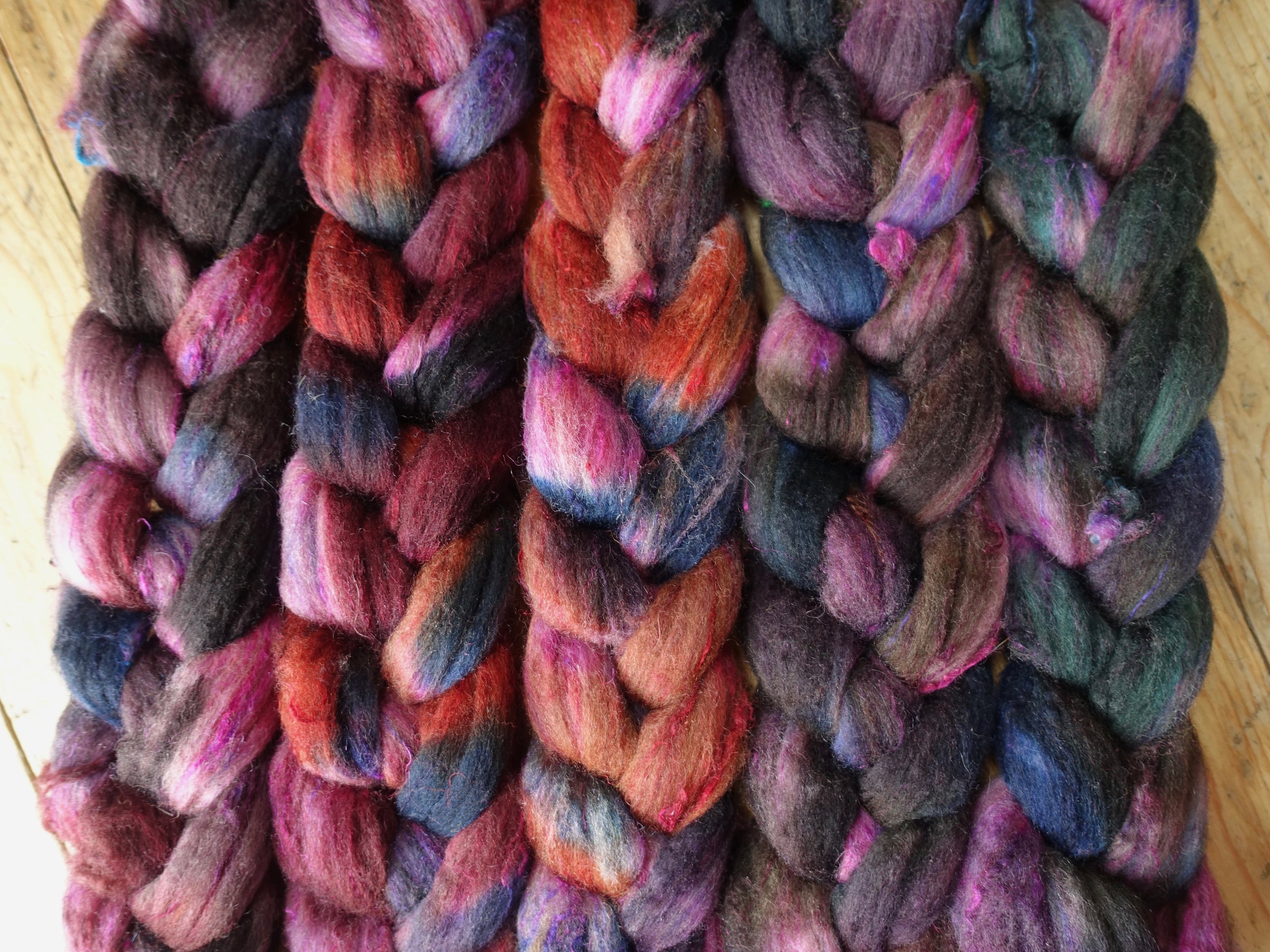 Fade Pack- Textured Blend, BFL, Manx Loaghtan, Sari Silk. 5 co-ordinating braids, Hand Dyed Wool, 500g