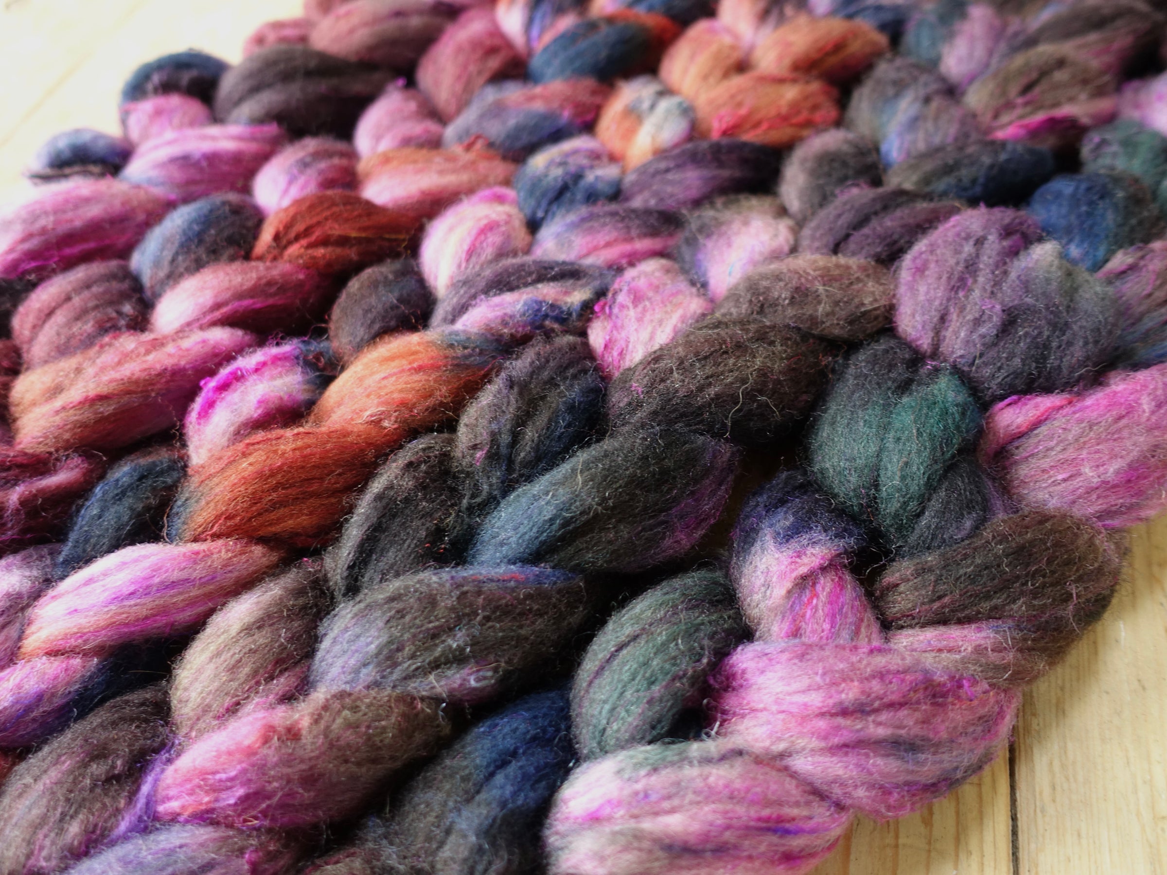 Fade Pack- Textured Blend, BFL, Manx Loaghtan, Sari Silk. 5 co-ordinating braids, Hand Dyed Wool, 500g