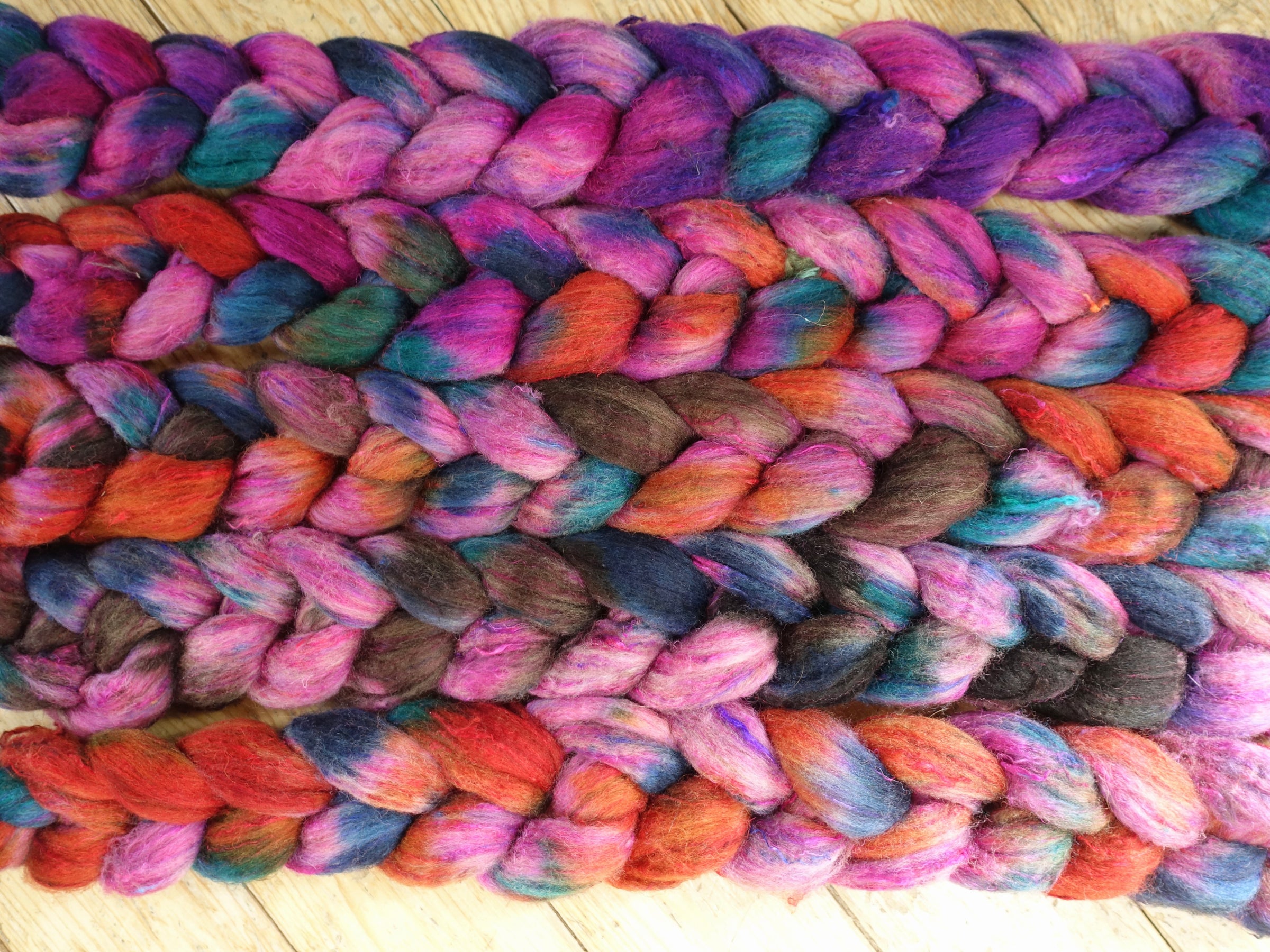 Fade Pack- Textured Blend, BFL, Manx Loaghtan, Sari Silk. 5 co-ordinating braids, Hand Dyed Wool, 500g