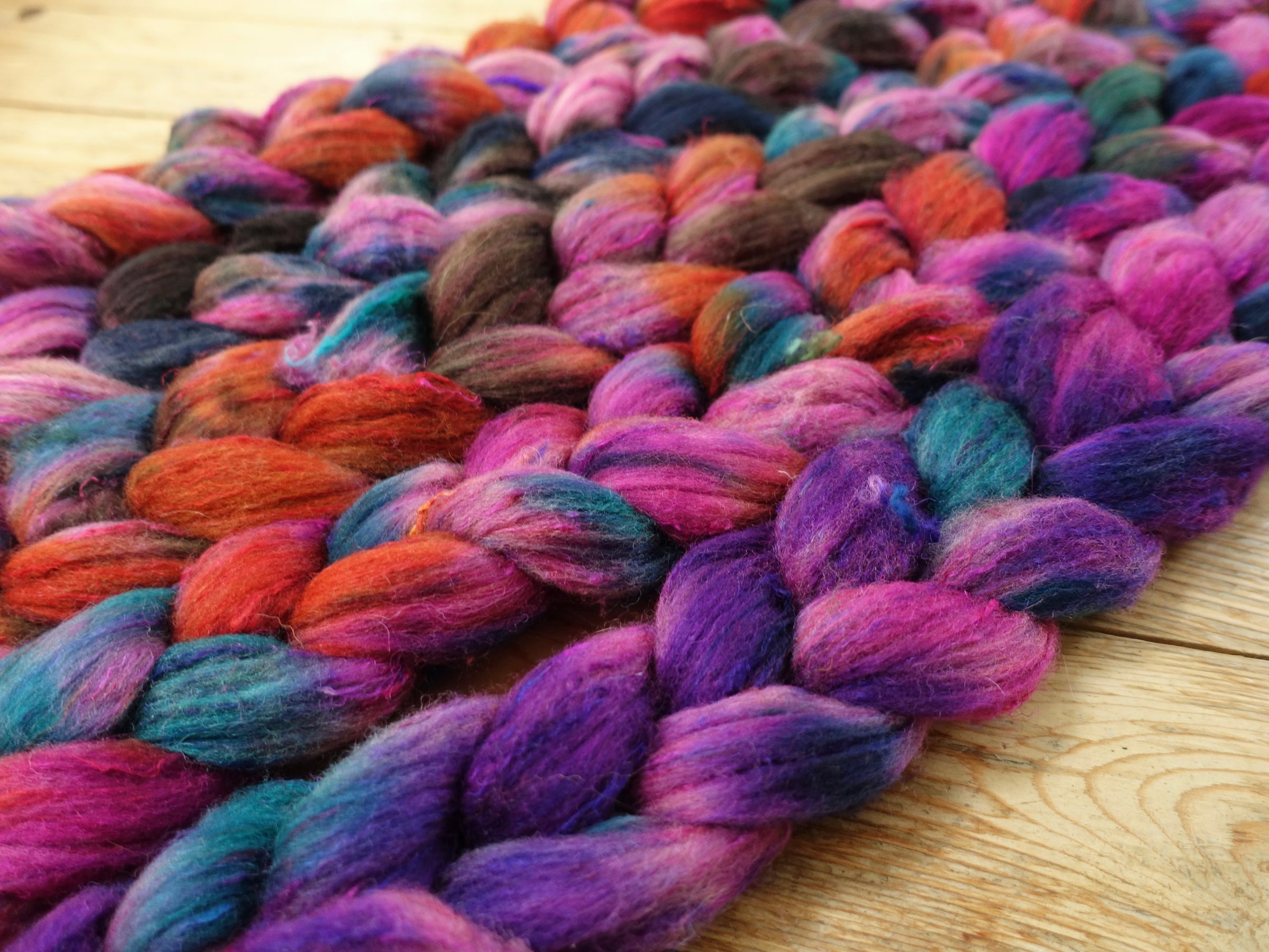 Fade Pack- Textured Blend, BFL, Manx Loaghtan, Sari Silk. 5 co-ordinating braids, Hand Dyed Wool, 500g