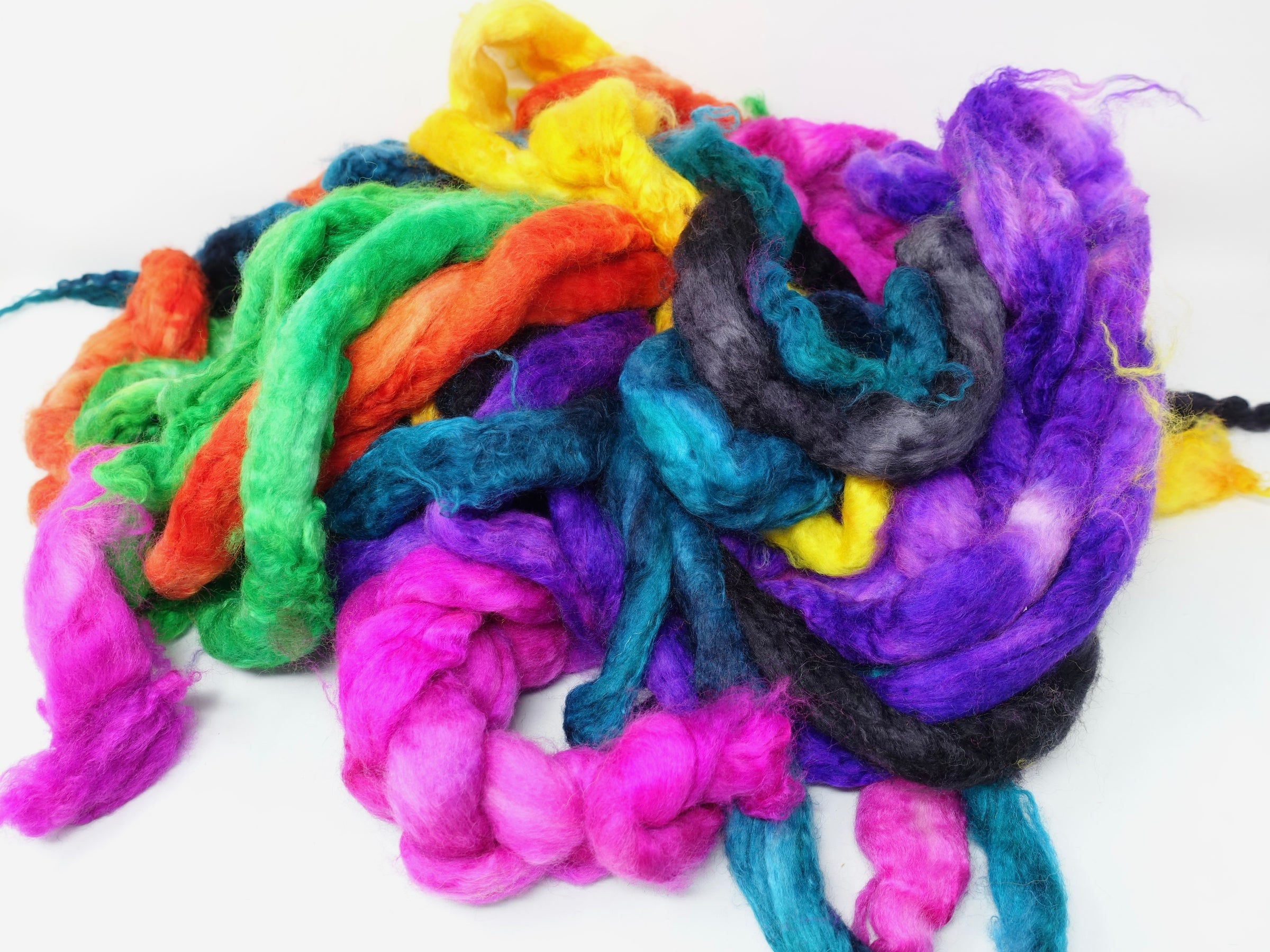 Mongolian Wool, Hand Dyed Oddments 100g