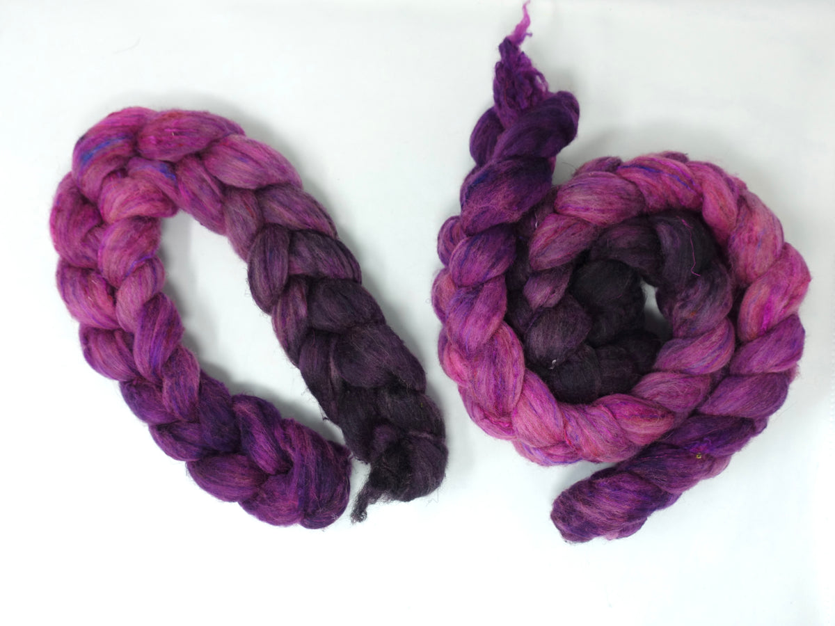 Textured Blend, BFL, Manx Loaghtan, Sari Silk. Hand Dyed Gradient. 100g