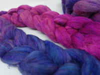 Textured Blend, BFL, Manx Loaghtan, Sari Silk. Hand Dyed Gradient. 100g